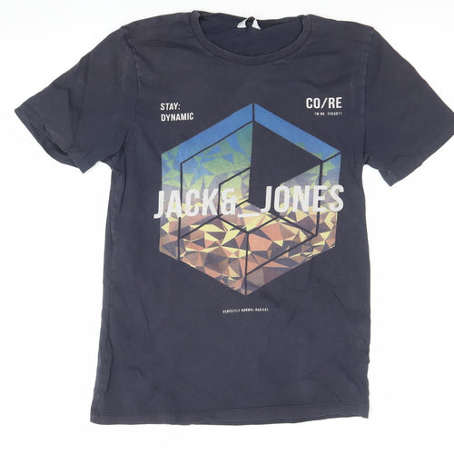 Jack & Jones Men's Black Graphic Print Cotton T-Shirt Size M