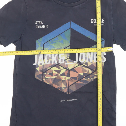Jack & Jones Men's Black Graphic Print Cotton T-Shirt Size M