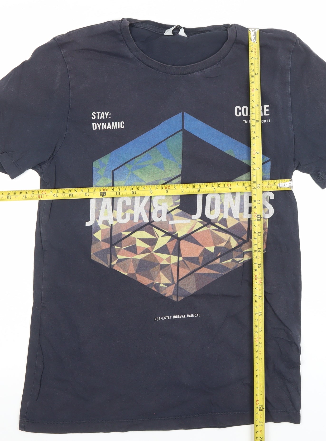 Jack & Jones Men's Black Graphic Print Cotton T-Shirt Size M