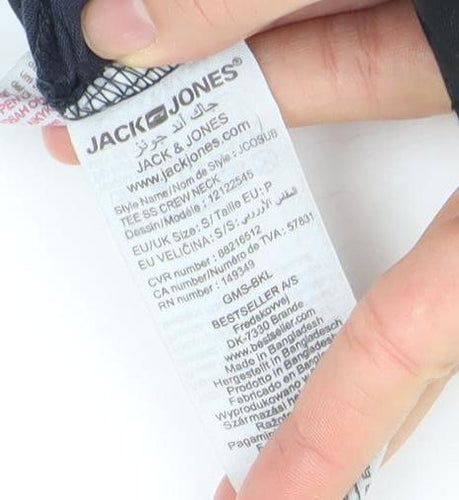 Jack & Jones Men's Black Graphic Print Cotton T-Shirt Size M