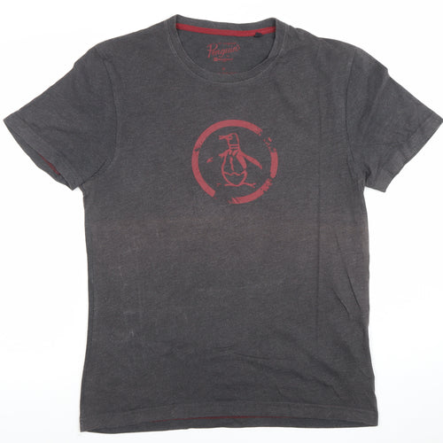 Penguin Men’s Grey Short Sleeve Graphic Logo T-Shirt M Regular Fit