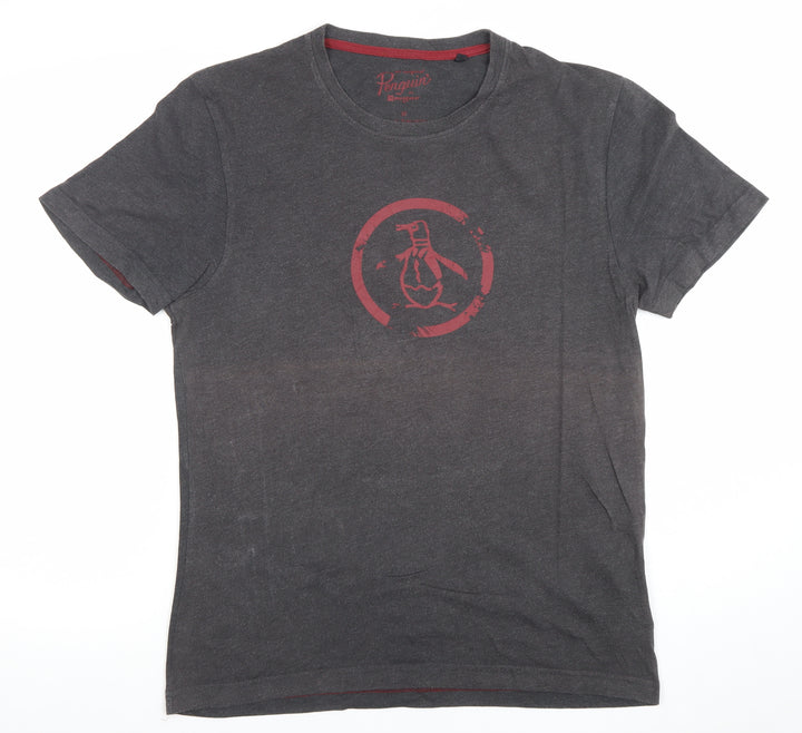 Penguin Men’s Grey Short Sleeve Graphic Logo T-Shirt M Regular Fit