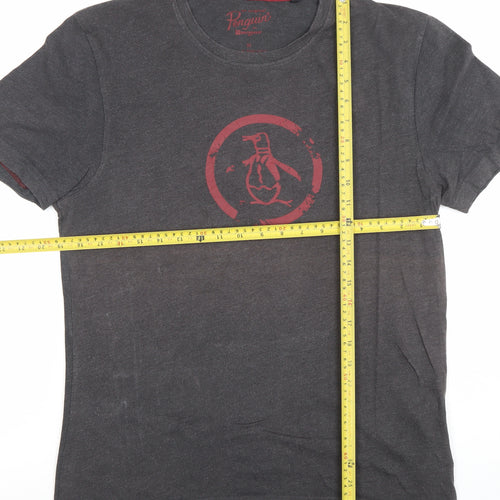Penguin Men’s Grey Short Sleeve Graphic Logo T-Shirt M Regular Fit