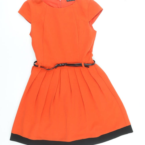 Miss Selfridge Women Orange Fit & Flare Short Dress Size 8