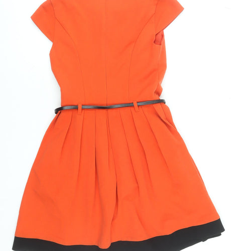 Miss Selfridge Women Orange Fit & Flare Short Dress Size 8