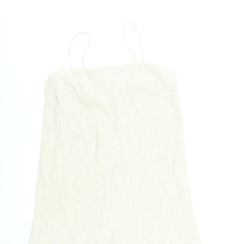 New Look Women Beige Size 14 Slip Dress Linen Blend Summer Lightweight