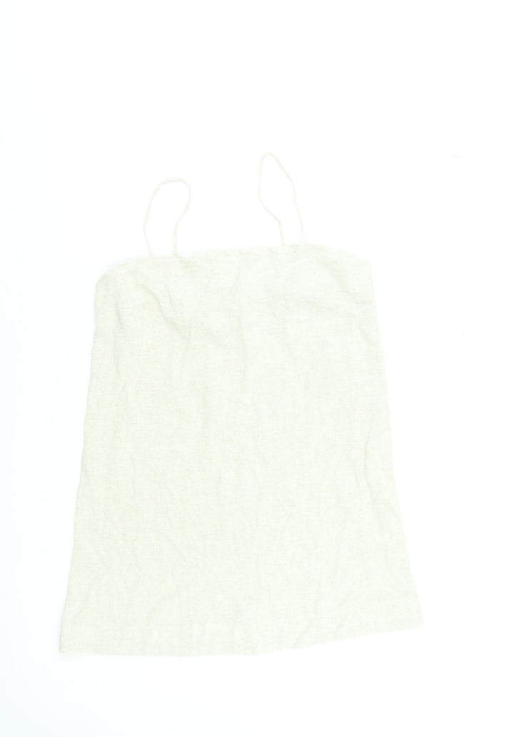 New Look Women Beige Size 14 Slip Dress Linen Blend Summer Lightweight