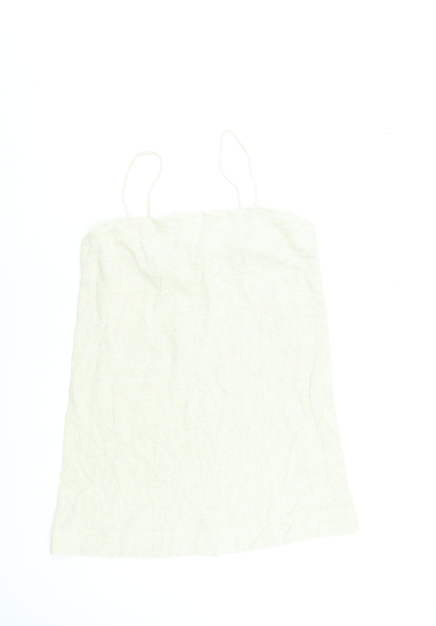 New Look Women Beige Size 14 Slip Dress Linen Blend Summer Lightweight