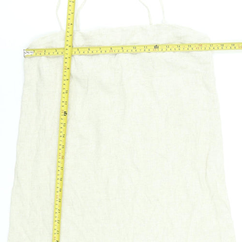 New Look Women Beige Size 14 Slip Dress Linen Blend Summer Lightweight