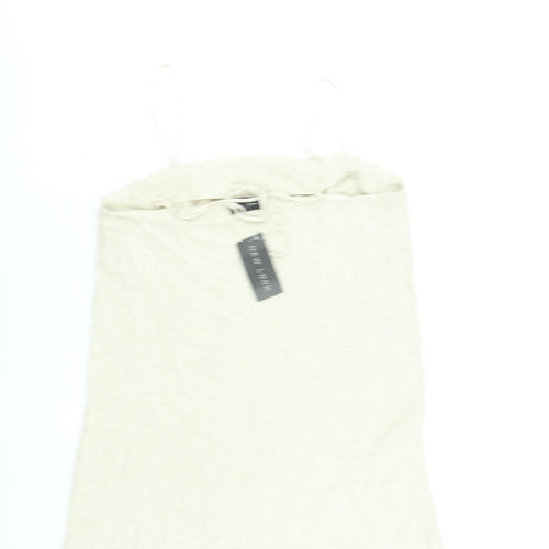New Look Women Beige Size 14 Slip Dress Linen Blend Summer Lightweight