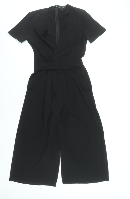 Miss Selfridge Women's Black Short Sleeve Wide-Leg Jumpsuit UK 6