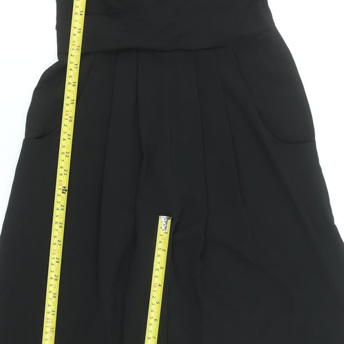 Miss Selfridge Women's Black Short Sleeve Wide-Leg Jumpsuit UK 6