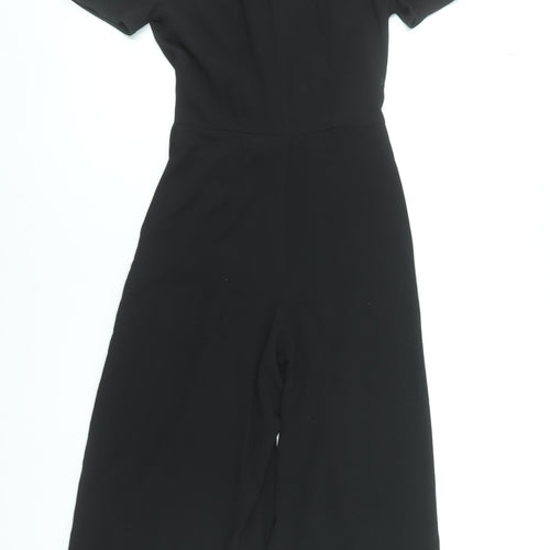 Miss Selfridge Women's Black Short Sleeve Wide-Leg Jumpsuit UK 6