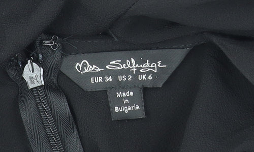 Miss Selfridge Women's Black Short Sleeve Wide-Leg Jumpsuit UK 6