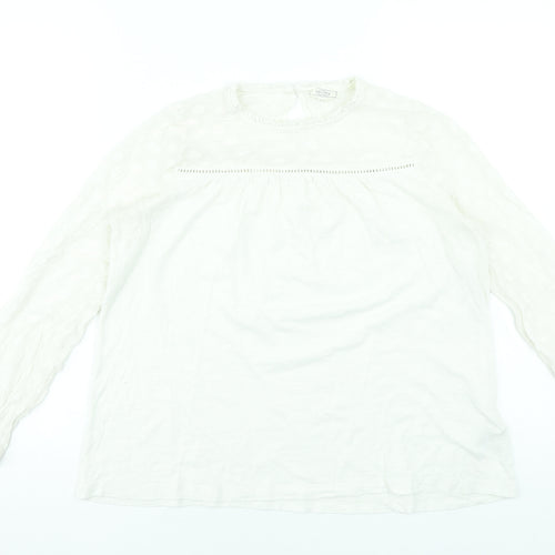Fat Face Women's Ivory Long Sleeve Cotton Modal Tunic Blouse UK 10