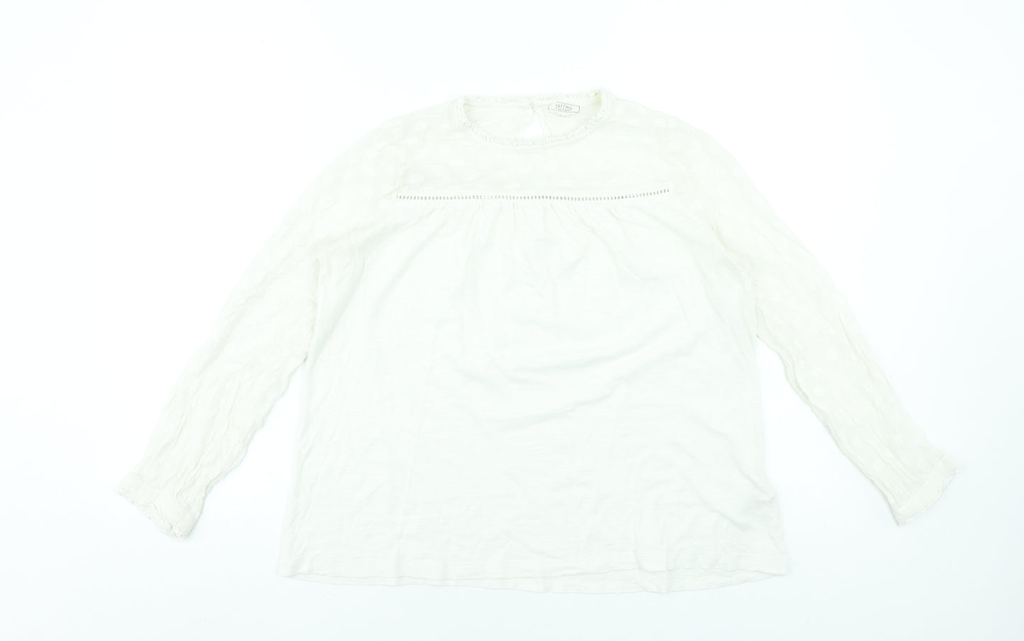 Fat Face Women's Ivory Long Sleeve Cotton Modal Tunic Blouse UK 10