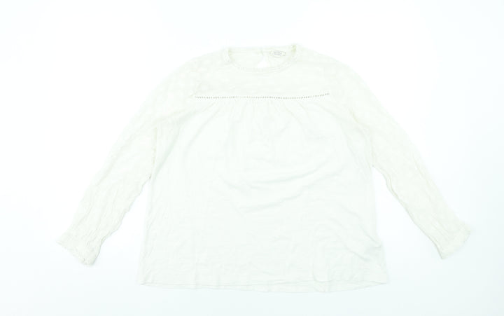 Fat Face Women's Ivory Long Sleeve Cotton Modal Tunic Blouse UK 10