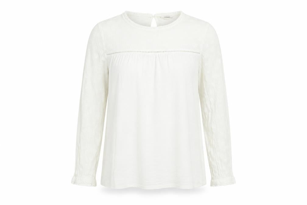 Fat Face Women's Ivory Long Sleeve Cotton Modal Tunic Blouse UK 10