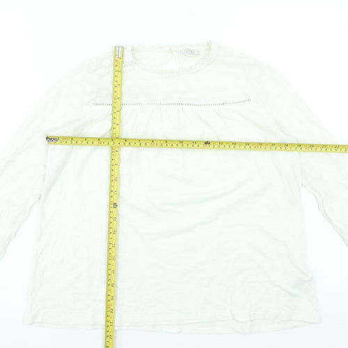 Fat Face Women's Ivory Long Sleeve Cotton Modal Tunic Blouse UK 10