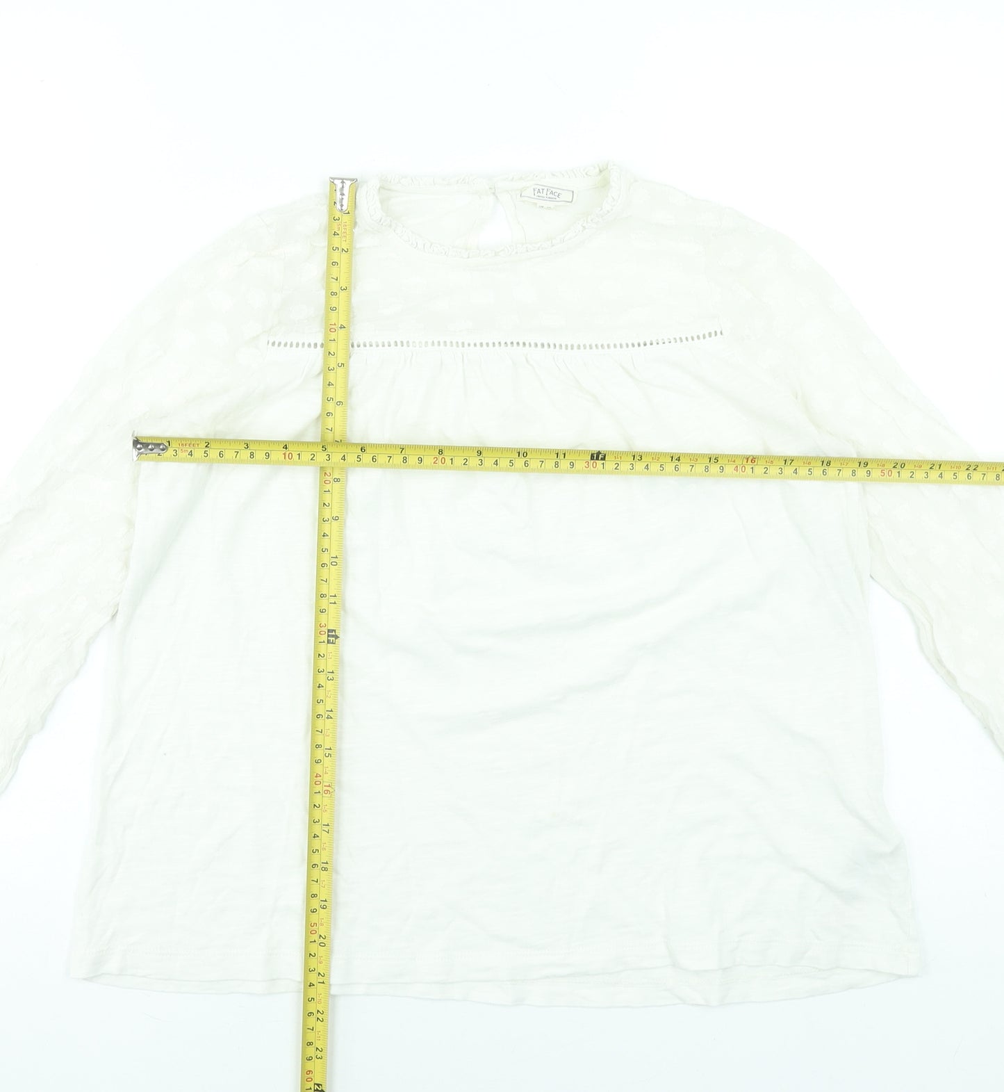 Fat Face Women's Ivory Long Sleeve Cotton Modal Tunic Blouse UK 10