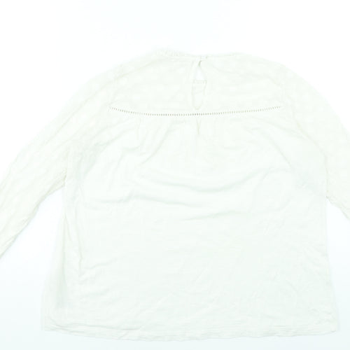 Fat Face Women's Ivory Long Sleeve Cotton Modal Tunic Blouse UK 10