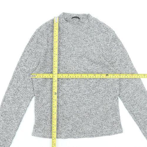 River Island Women’s Grey Knit Mock Neck Long Sleeve Top Size 14
