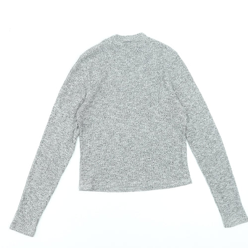 River Island Women’s Grey Knit Mock Neck Long Sleeve Top Size 14