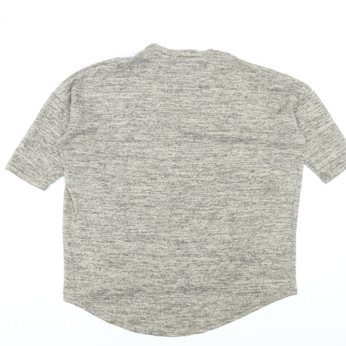 New Look Women's Grey V-Neck Short Sleeve Basic Jersey T-Shirt Size S