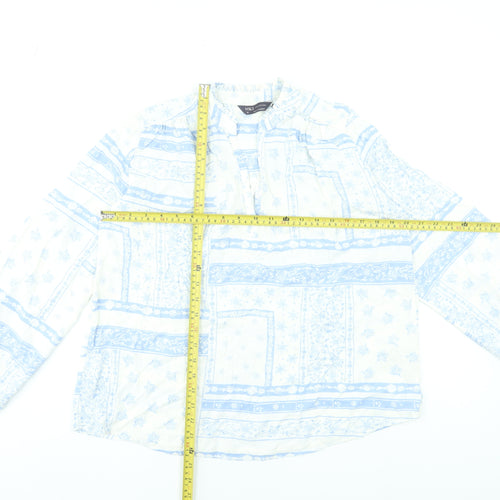 Marks and Spencer Women’s White Blue Viscose Long Sleeve Tunic Blouse Size 10