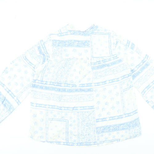 Marks and Spencer Women’s White Blue Viscose Long Sleeve Tunic Blouse Size 10