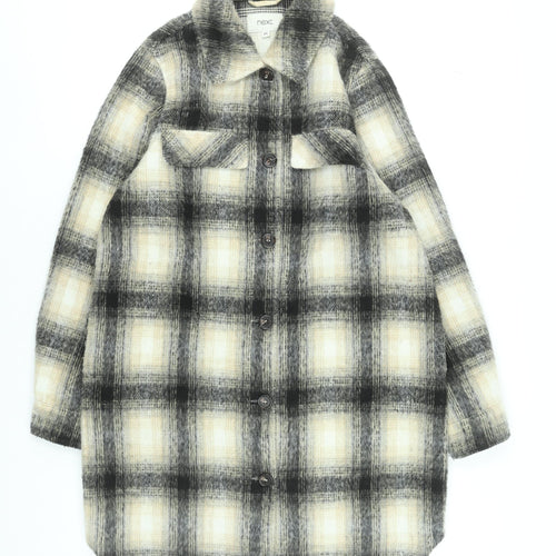 Next Men’s Beige Check Mid-Length Overcoat Wool Blend M