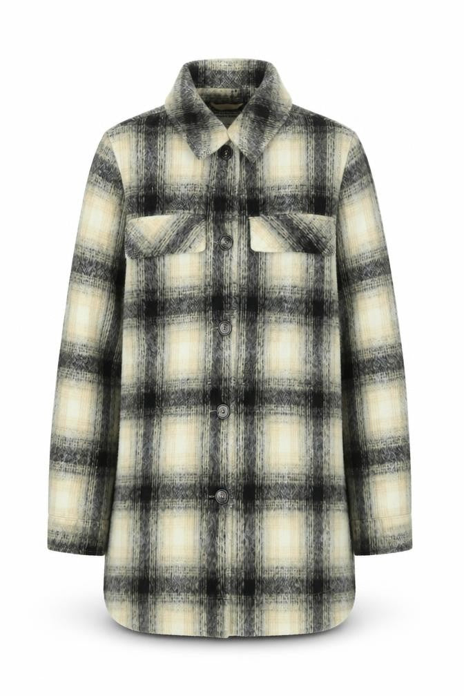 Front view of Next Men’s Beige Check Mid-Length Overcoat Wool Blend M