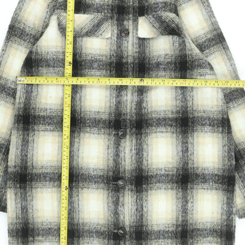 Next Men’s Beige Check Mid-Length Overcoat Wool Blend M