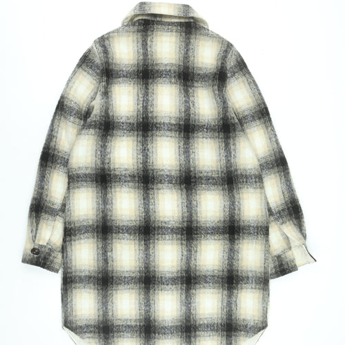 Next Men’s Beige Check Mid-Length Overcoat Wool Blend M