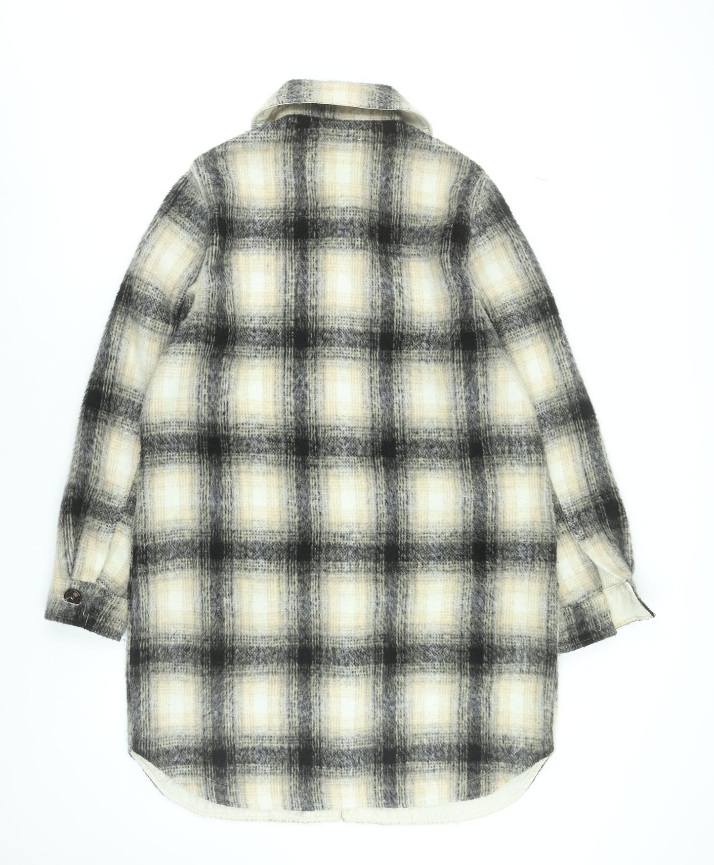 Next Men’s Beige Check Mid-Length Overcoat Wool Blend M