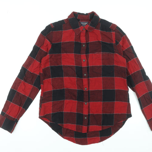 Abercrombie & Fitch Women’s Red Check Flannel Button-Up Shirt Size S