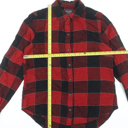 Abercrombie & Fitch Women’s Red Check Flannel Button-Up Shirt Size S