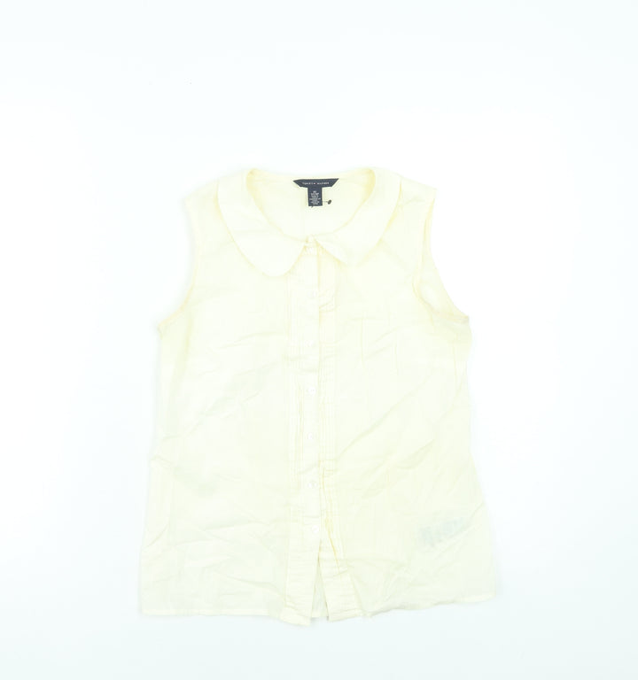 Tommy Hilfiger Women's Beige Sleeveless Button-Up Cotton Shirt XS
