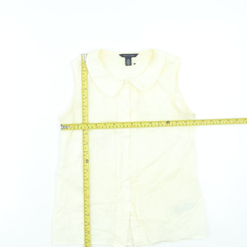 Tommy Hilfiger Women's Beige Sleeveless Button-Up Cotton Shirt XS