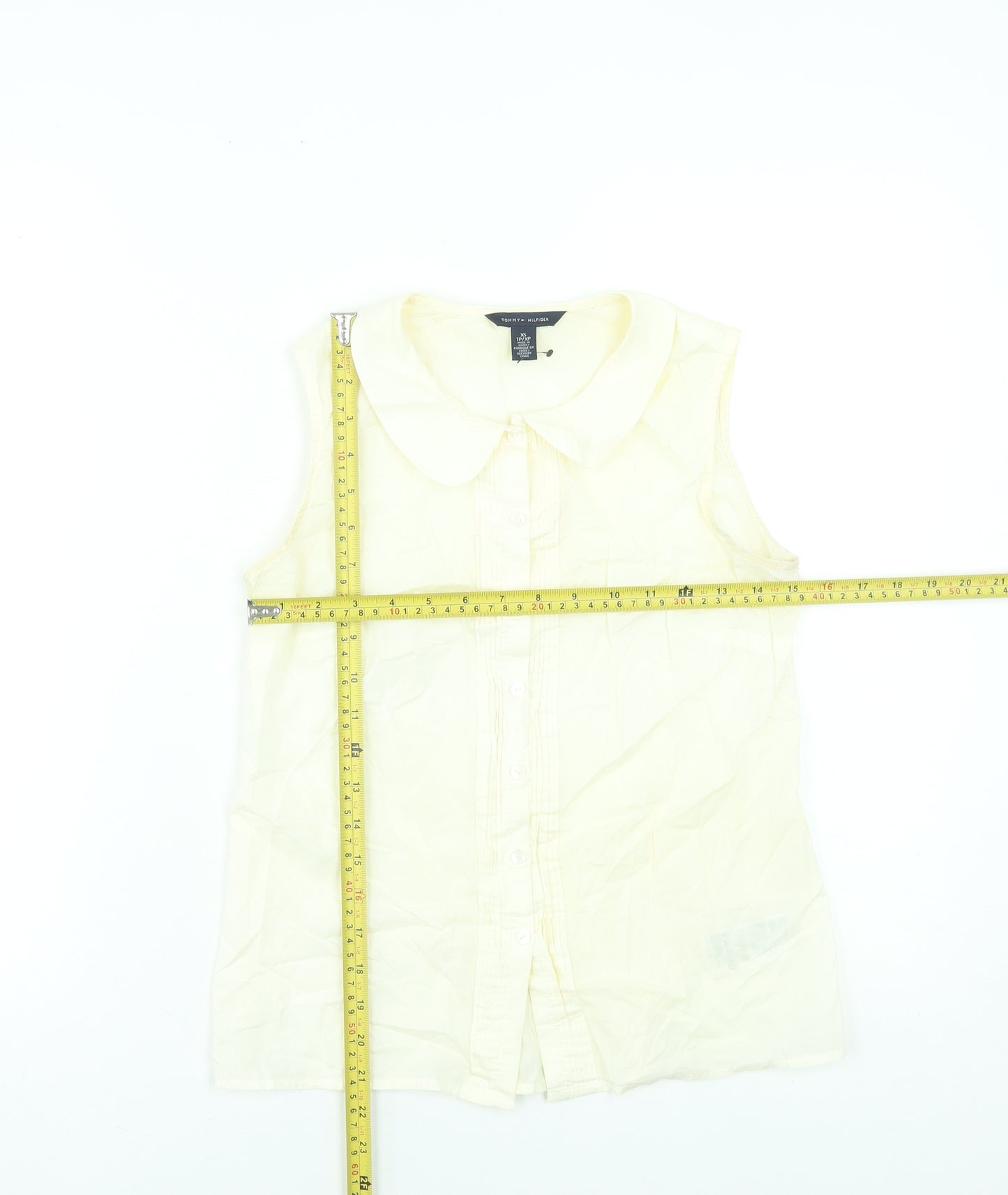 Tommy Hilfiger Women's Beige Sleeveless Button-Up Cotton Shirt XS