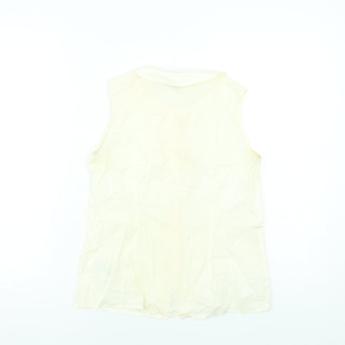 Tommy Hilfiger Women's Beige Sleeveless Button-Up Cotton Shirt XS