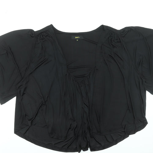 DNY Women’s Black V-Neck Tunic Blouse M Polyester Elastane