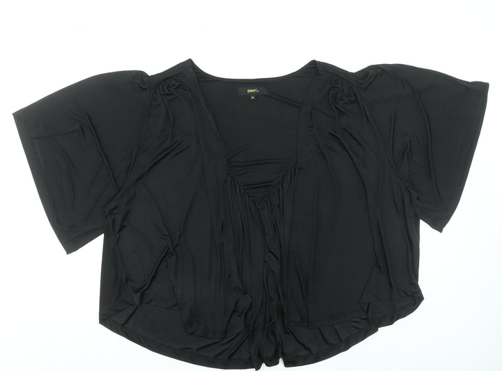 DNY Women’s Black V-Neck Tunic Blouse M Polyester Elastane