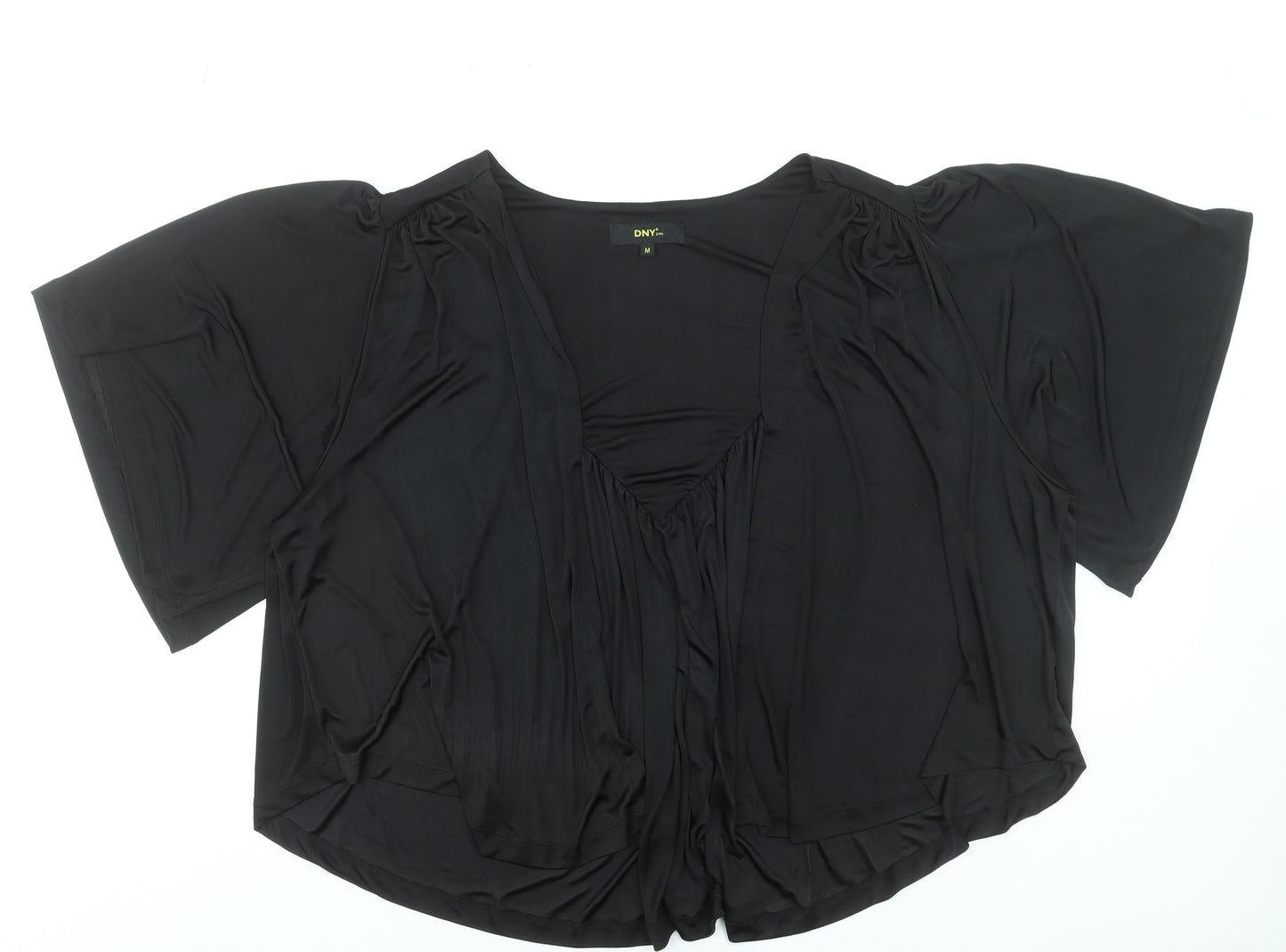 DNY Women’s Black V-Neck Tunic Blouse M Polyester Elastane