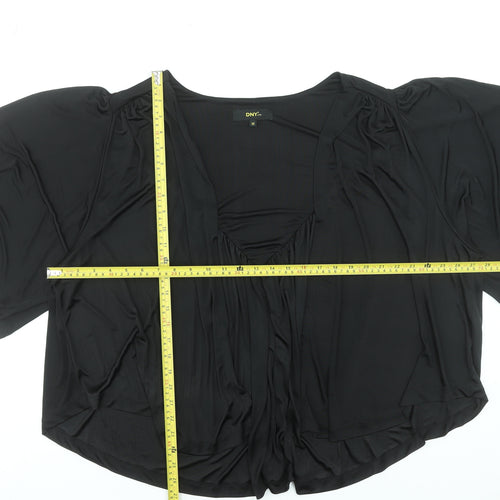 DNY Women’s Black V-Neck Tunic Blouse M Polyester Elastane