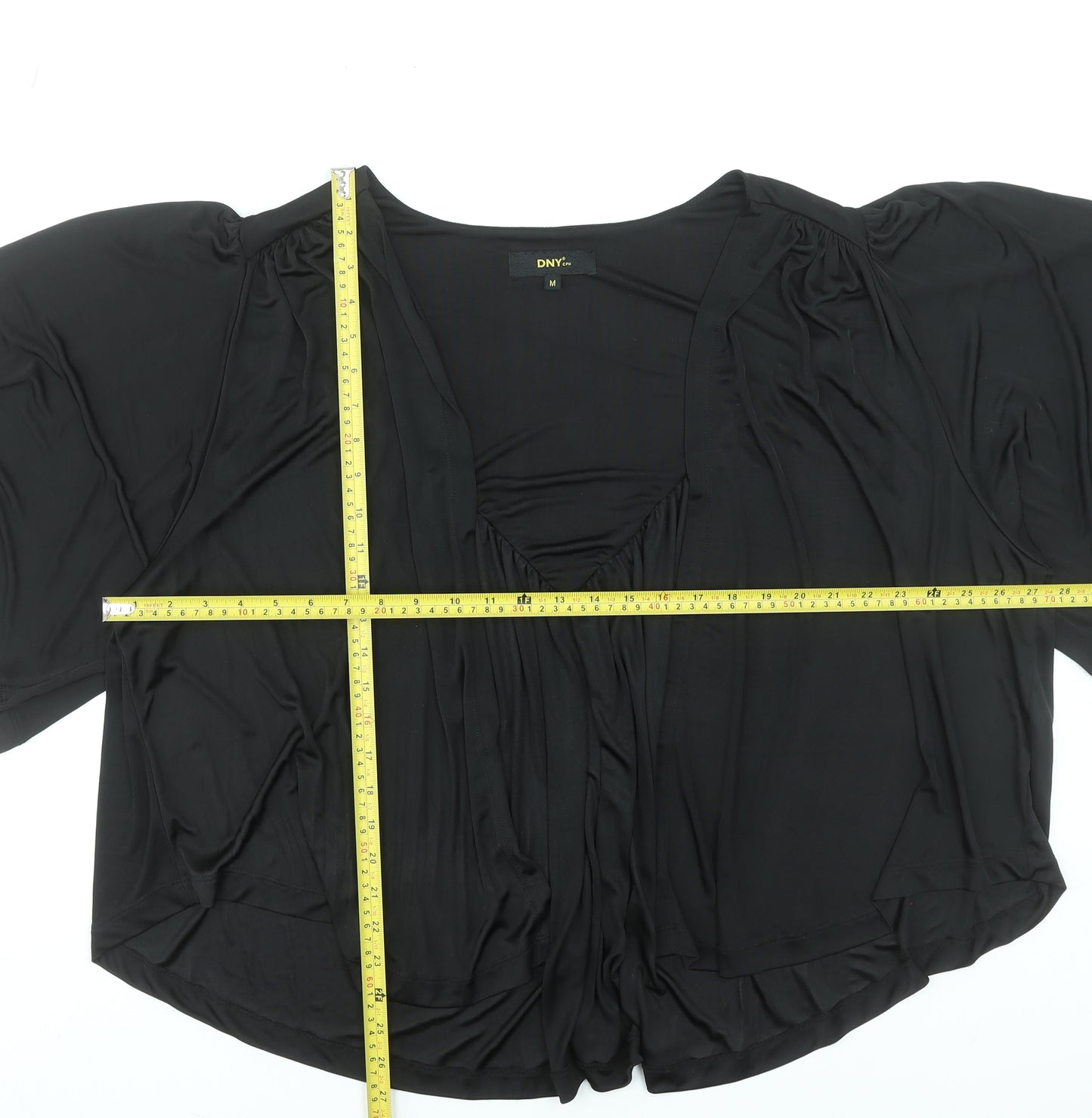 DNY Women’s Black V-Neck Tunic Blouse M Polyester Elastane