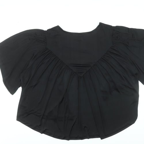 DNY Women’s Black V-Neck Tunic Blouse M Polyester Elastane