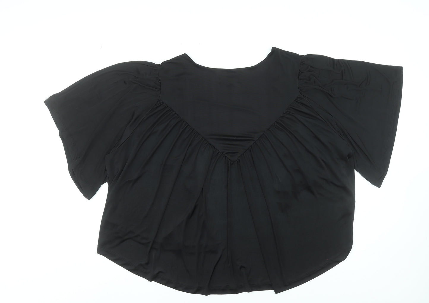 DNY Women’s Black V-Neck Tunic Blouse M Polyester Elastane
