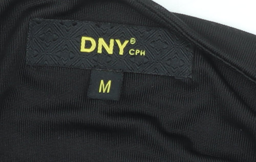DNY Women’s Black V-Neck Tunic Blouse M Polyester Elastane