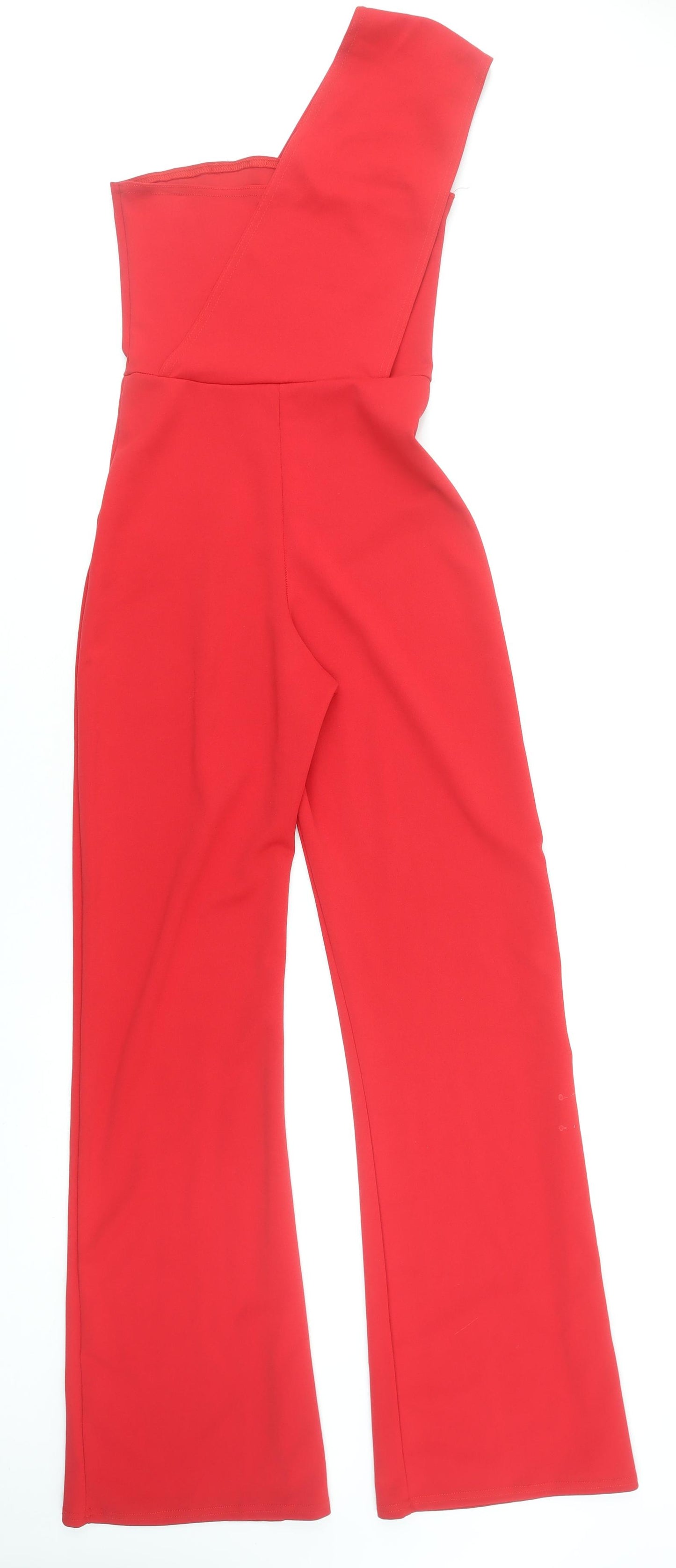 PrettyLittleThing Women Red One Shoulder Jumpsuit UK 6 Polyester Blend